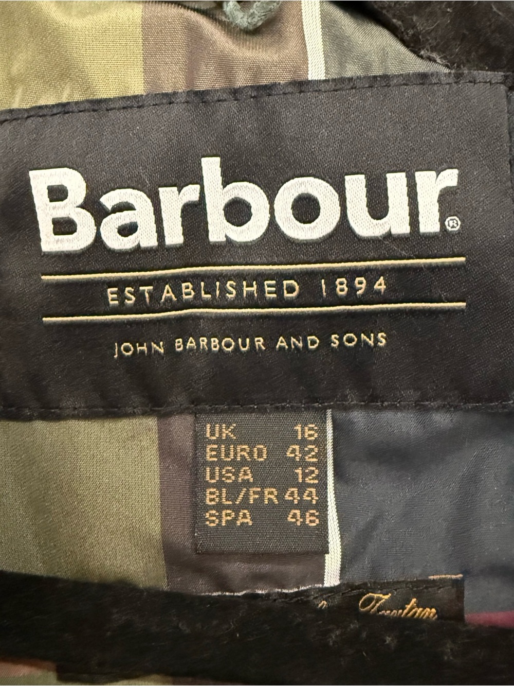 Barbour Quilted Jacket Black Gold Snap Corduroy Collar Tartan Lined Coat - Picture 8 of 9